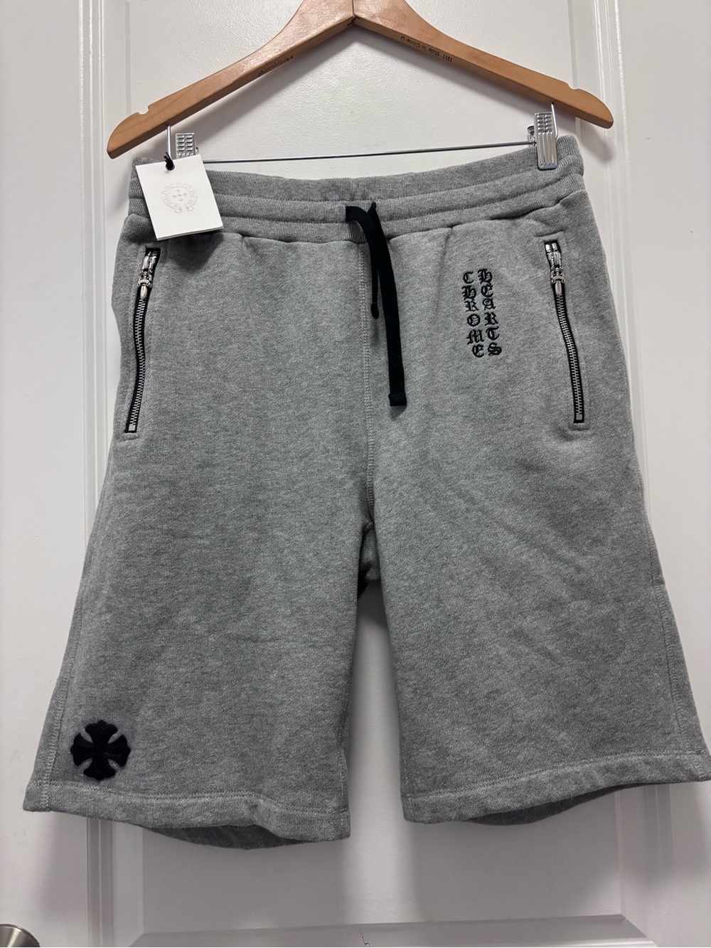 Chrome Hearts Gray Terry Shorts with Black Trim